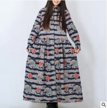 

New products listed in the spring of 2018, 100% of the original design of high-end loose big yards of cotton linen women dress