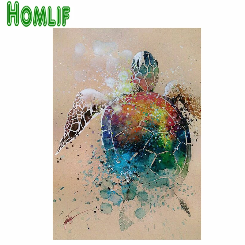 

HOMLF 5D Diy diamond painting Watercolor turtle crystal diamond embroidery diy crystal painting cross stitch sets