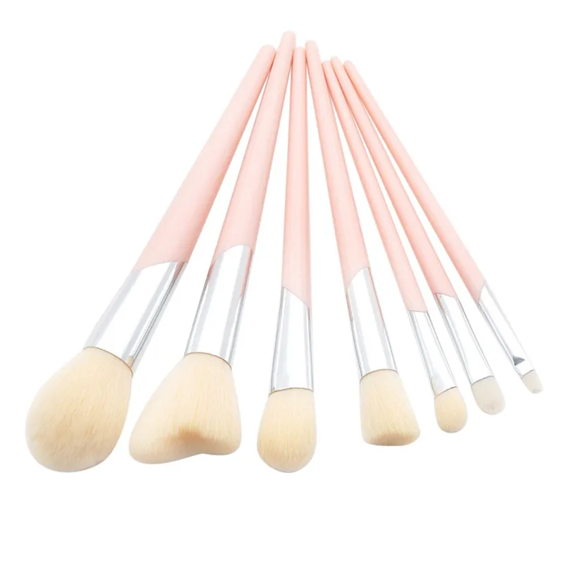 7 Pcs Bevel Mouth Tube Plastic Handle Powder eye brush makeup brush Set Makeup Tool 121#Xu1