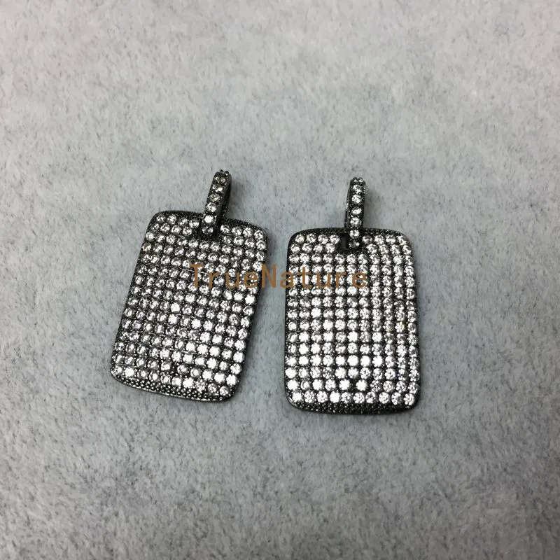 

Gun Black Metal Crystal Charms Pave Zircon Pendants With Single Bail For Necklace In 27*18 mm PM5187