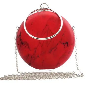 

2018 New Personality Mini Round Hoop Hand Bag Shoulder Slung Chain Tree Pattern Small Round Bag Casual Bag