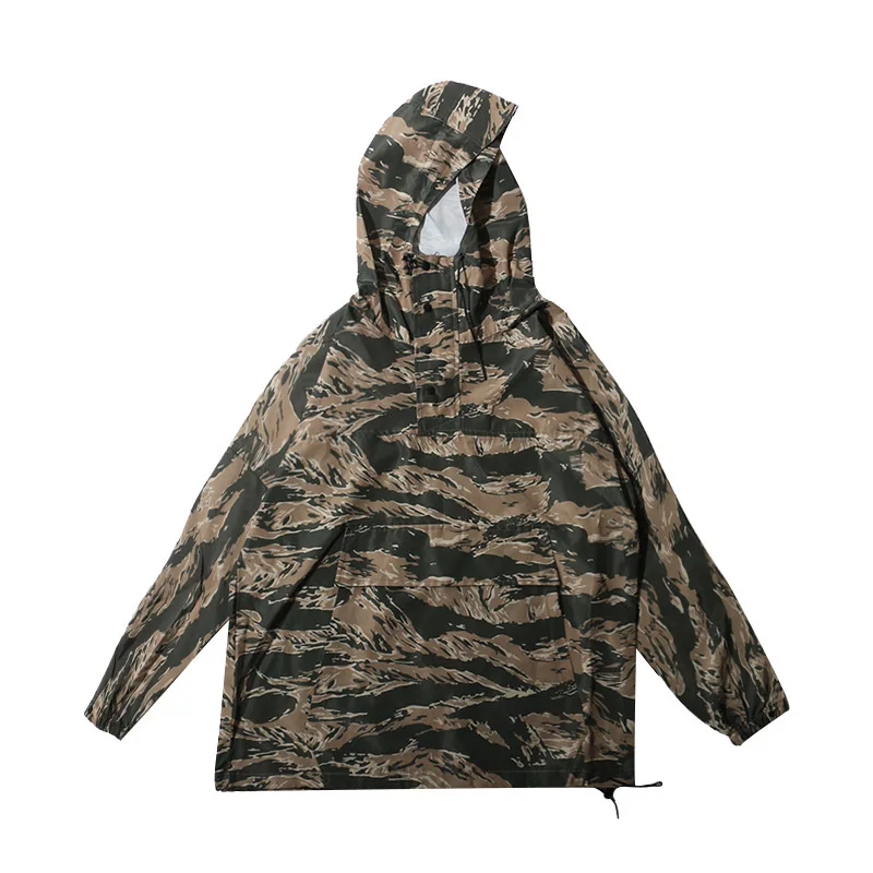 Military Camouflage Hooded Windbreaker Men Print Coat Streetwear Hip Hop Jackets Windrunner Man