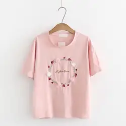 Рубашка Femme модная летняя Новинка 2018 года хлопковая футболка футболки с коротким рукавом для женщин рубашки с круглым вырезом одежда