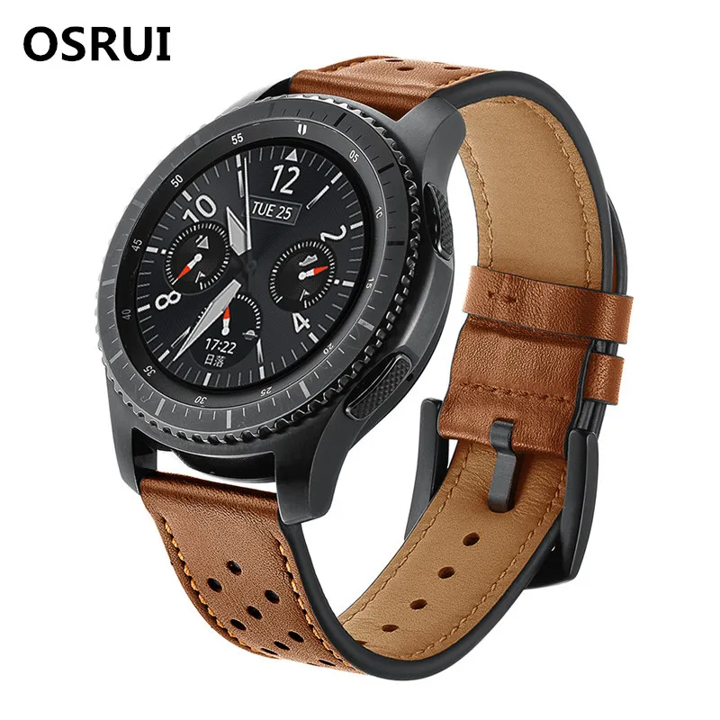 Osrui кожаный ремешок для samsung Galaxy watch 46mm Шестерни S3 Frontier/классические 22 мм часы