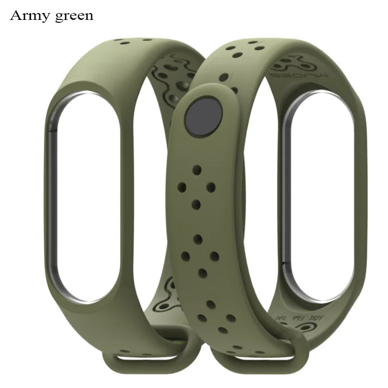Mi jobs популярный спортивный ремешок для Xiaomi mi Band 3 силиконовый ремешок mi Band 3 ремешок для часов браслет M3 смарт-браслеты smartband аксессуары - Цвет: Army green