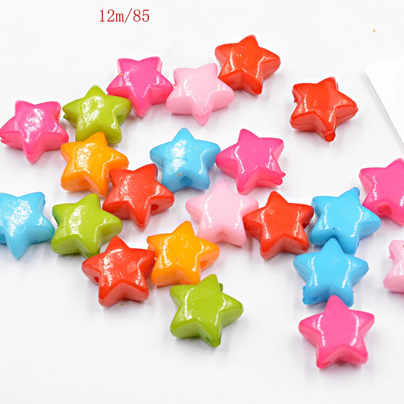 

FLTMRH 15pcs 12mm Candy Color Acrylic Beads For DIY Bracelets Necklaces Random Mixed Five-Pointed Star Beads Fit DIY Craft Jew