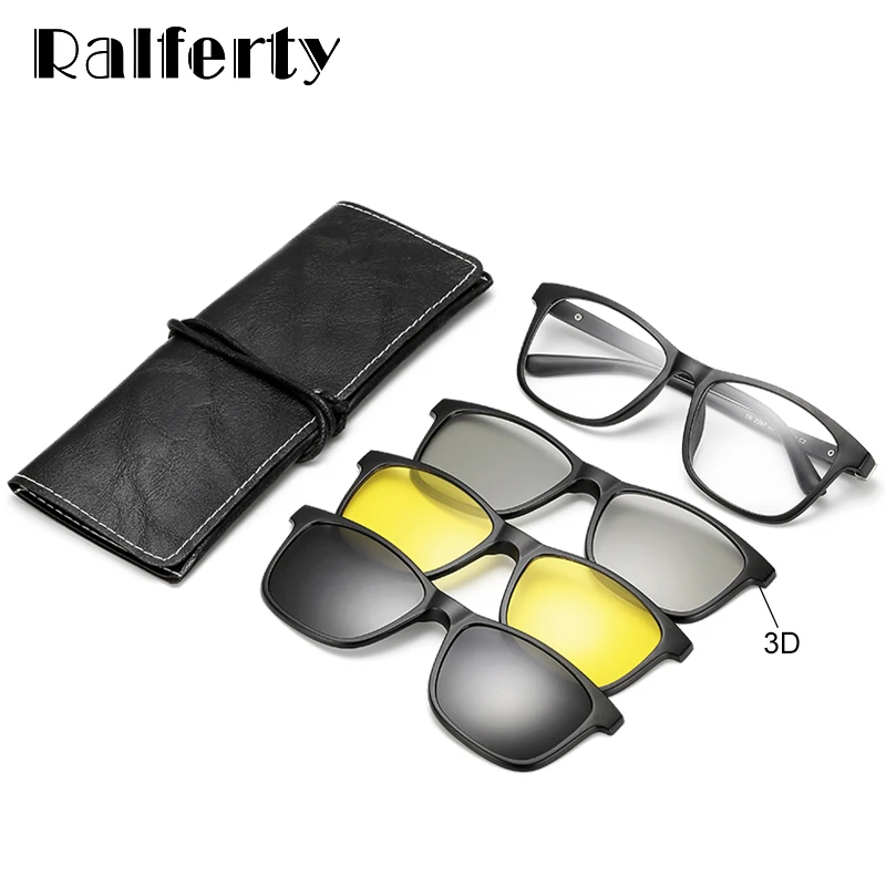 Ralferty, многофункциональные магнитные поляризованные солнцезащитные очки на застежке, мужские и женские, ультра-светильник TR90, 3D, желтые очки ночного видения