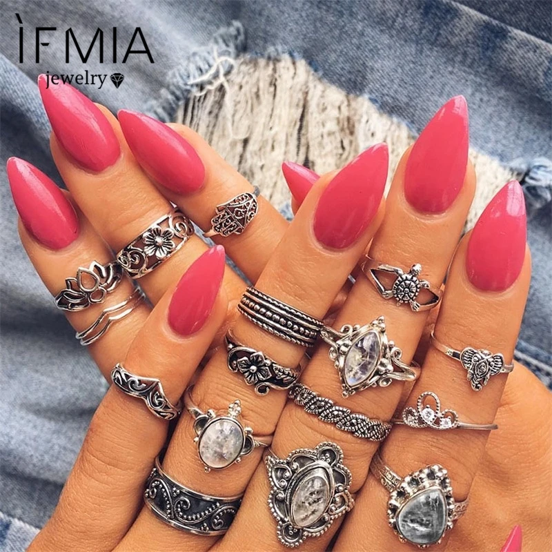 Download IFMIA 16 pieces / set of rings retro cubic zirconia ...
