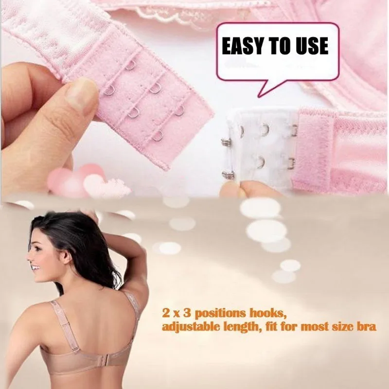 

KLV 2 Hooks Ladies Bra Extender Bra Extension Strap Women's Underwear Expander Female 6Pcs Back Bra Extenders Strap Extension