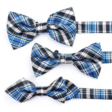 Синий галстук-бабочка в клетку полиэфир галстук-бабочка для мужчин и женщин мальчиков