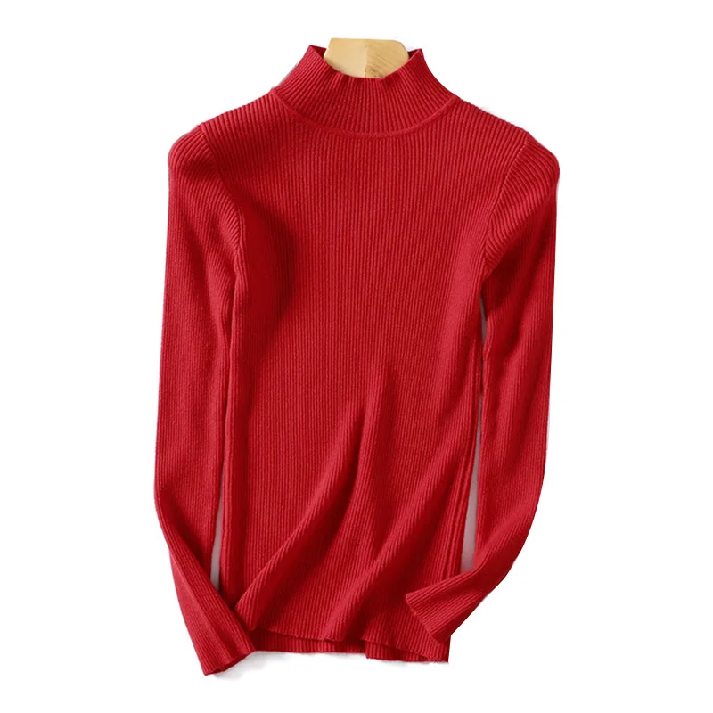 ShejoinSheenjoy Spring Autumn Women Pullovers Sweaters Fashion Slim Half Turtleneck Knitted Tops Women Elastic Casual Sweater (8)