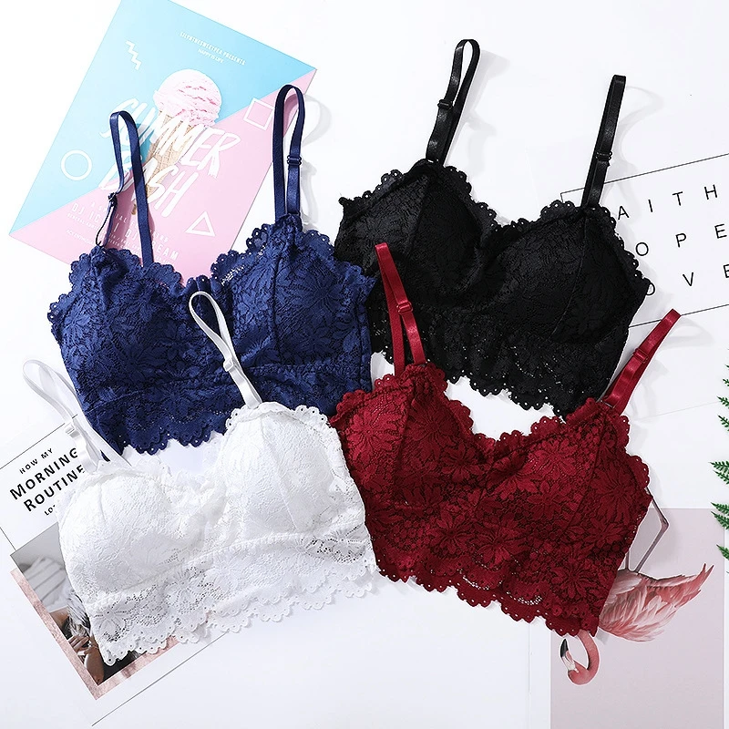1PCS Sexy Tank Top Women Vest Lace Floral Harness Hollow Camisole Bra Blouses Crop Top Feminino Adjust Strap Tanktop (20)