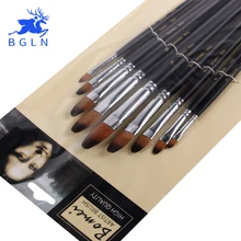 Bgln 9pcs/Set Round Painting Brush Oil Paint Brush Nylon Watercolor Painting Brush Acrylic Brush Art Supplies 803 bgln 1piece nylon hair oblique scrubbing brush painting brushes oil acrylic painting art supplies stationery 8044a