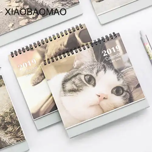 Новый год 2019 планировщик Kawaii котенок кошка настольная органайзер для календаря