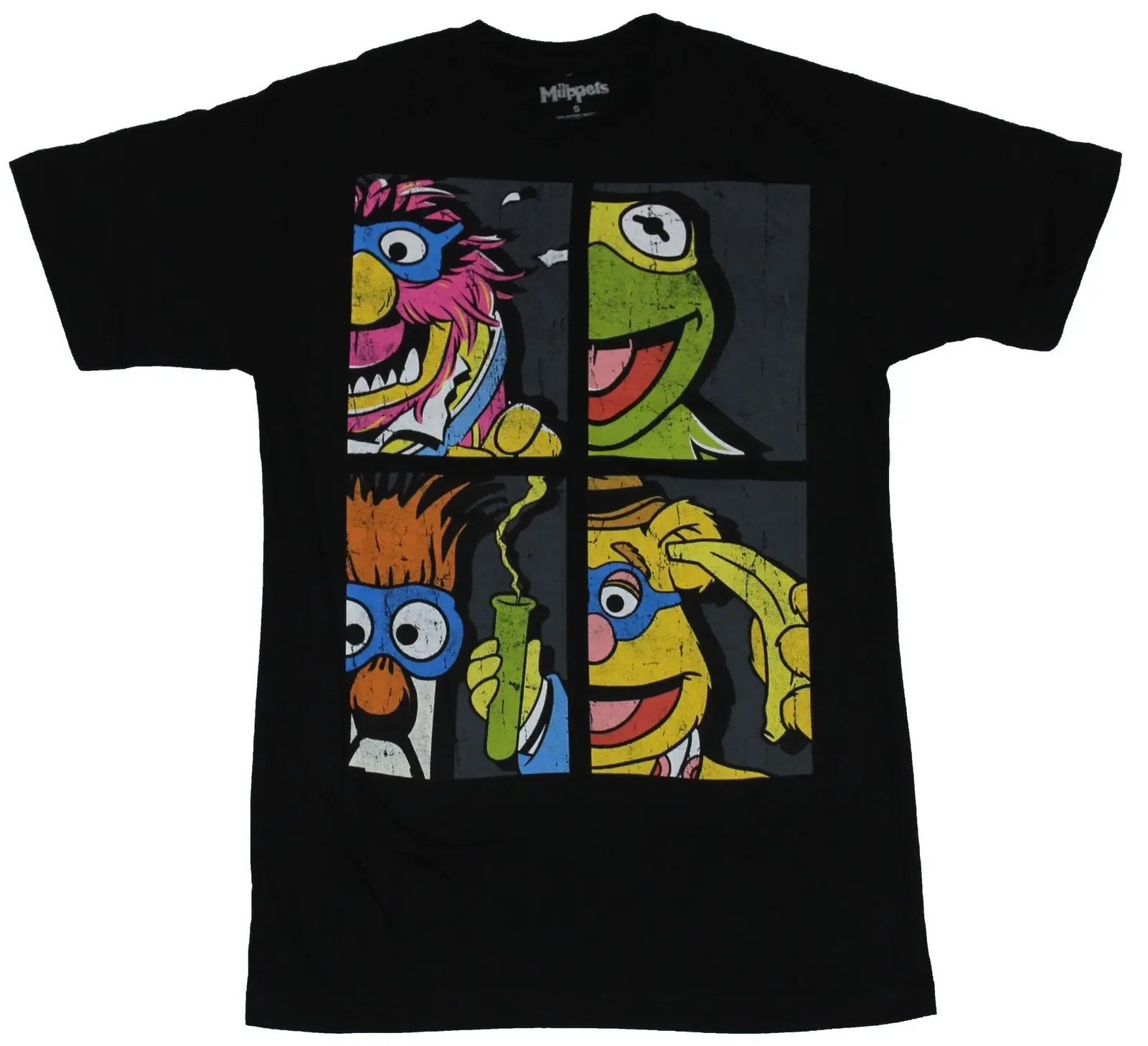 The Muppets Mens T Shirt 4 Box Animal Beaker Fozzie Kermit Imagein T