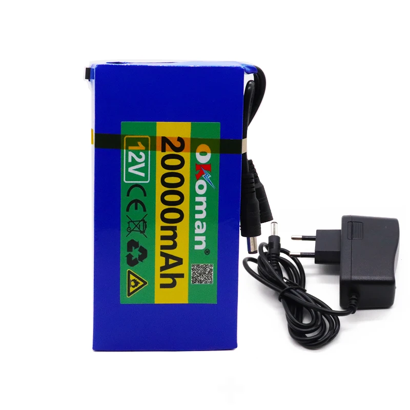 Перезаряжаемый переносной аккумулятор Okoman 12v 20000mAh комплект литий-ионный батарей DC 12,6 V 20Ah с вилкой US EU