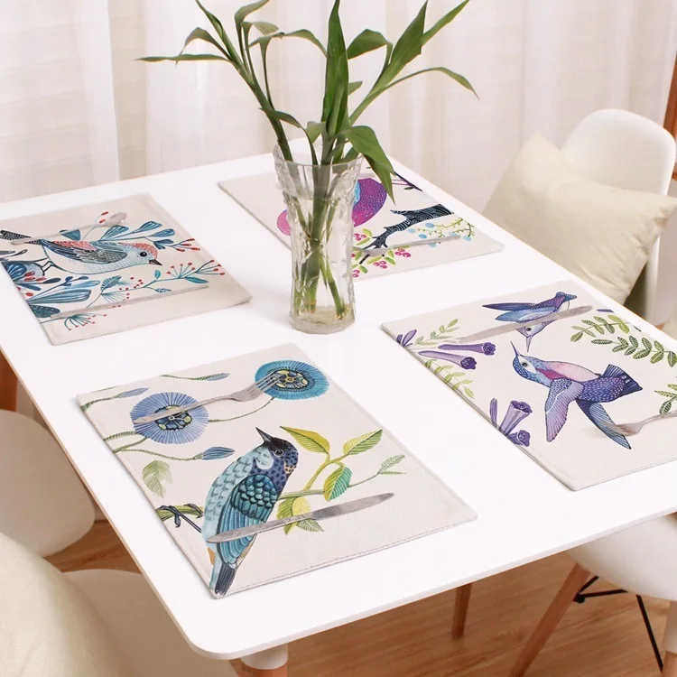 Details about   S4Sassy Artistic Sparrows Bird Printed Room Tablemats With Napkins set-BRD-536H 