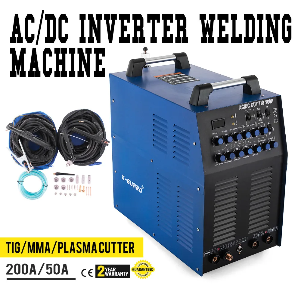 Welder AC/DC TIG 200 Amp PULSE MMA ARC Welder And 50 A Plasma Cutterin