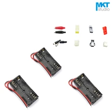 10 шт. 2 х ААА проводной коллектор Коробки Батарея Чехол Держатель Разъем с 15 см провода и разъем XH/устройство контроля pН/DC/JST/SM/Дюпон/KF2510/защищенный зажим «крокодил»