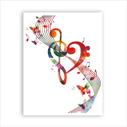Colorful Music Notes Canvas Art Print Wall Pictures , Abstract Music