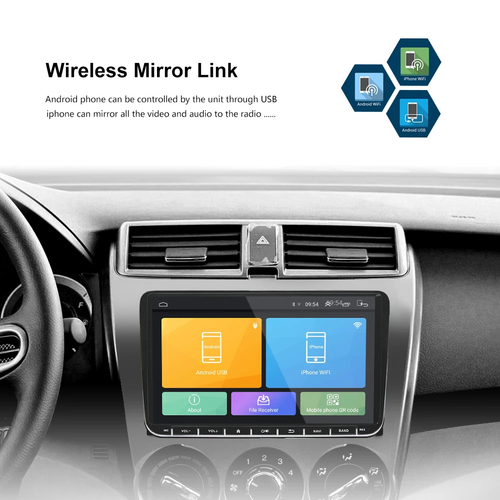 Podofo 9 inch Android 6.0 Car Radio Stereo Touch Screen Car Multimedia Player 2 din Radio GPS Stere