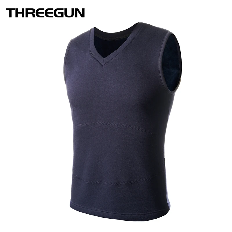 THREEGUN/зимнее термобелье топы теплая блузка мужская рубашка с v образным вырезом