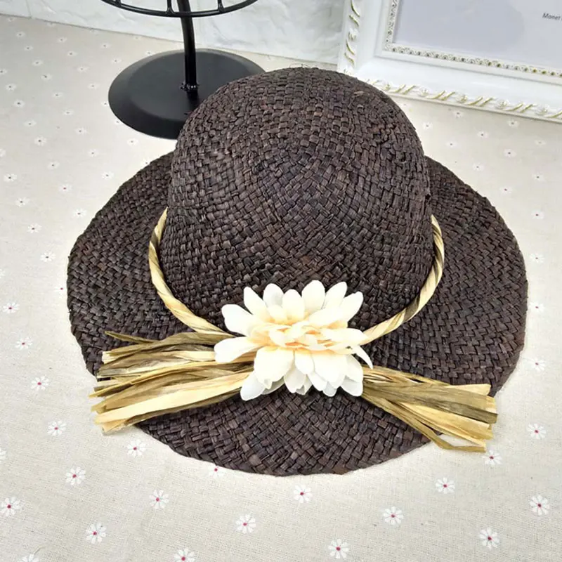 نمط جديد قبعة واقية من الشمس الأزياء الأسود قبعات من القش الصيف شاطئ قبعات السيدات لون نقي زهرة قبعات للحماية من الشمس شحن مجاني بيع نمط جديد قبعة واقية من الشمس الأزياء الأسود قبعات من القش الصيف شاطئ قبعات السيدات لون نقي زهرة قبعات للحماية من الشمس شحن مجاني بيع