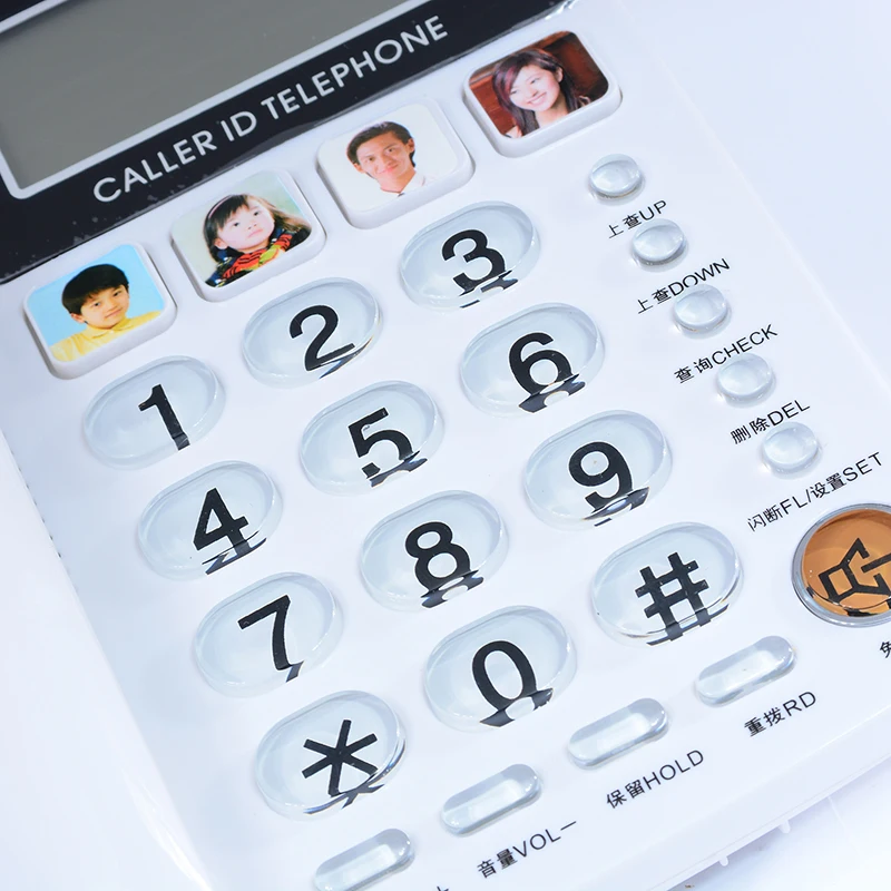 FSK/DTMF هوية المتصل Handfree كوردر Telephone Fixe الهاتف الأرضى بدون بطارية ل مكتب المنزل Telefono Fijo للمسنين أبيض