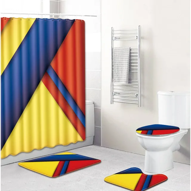 Free Shipping 4pcs Yellow Red Striped Banyo Paspas Bathroom Carpet Free Shipping 4pcs Yellow Red Striped