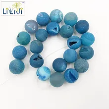 Lii Ji матовый краситель синий цвет кристалл агат 18 мм круглой формы бусины около 39 см DIY ювелирных изделий браслет цепочки и ожерелья