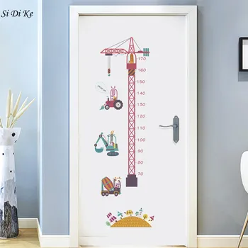 

Si Di Ke Cartoon Tower Crane Height Measure Wall Sticker for Kids Rooms Growth Chart Nursery Room Decor Wall Art