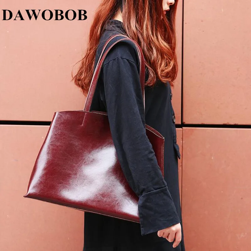 

Fashion 2018 Solid Split Leather Women Large Tote Bag Summer Shoulder Bags Girl High Quality Ladies OL Style New Female Handbag