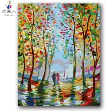 Весна, лето, осень и зима картина маслом по номерам с комплектами DIY Рисование картина Романтический партнер между улицей