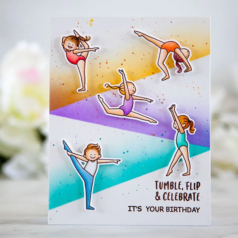 

Gymnastics Girls Boys Phrases Transparent Clear Silicone Stamps For DIY Scrapbooking Cards Making New 2019