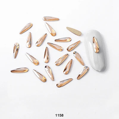 10 шт стекающие блестящие стеклянные стразы для дизайна ногтей с плоским дном модный дизайн 3D маникюрный набор для украшения ногтей Стразы NDT - Цвет: 1158
