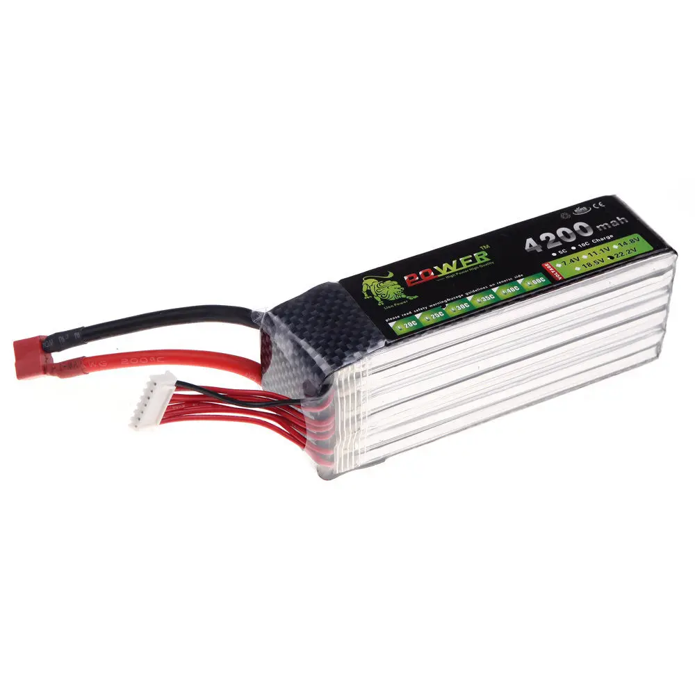 

Lion Power 22.2V 4200Mah Lipo Battery 30C MAX 45C T Plug for RC Airplane DJI FPV