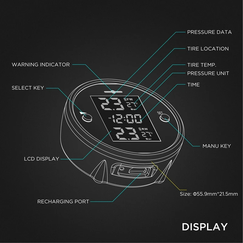 EANOP MT100 TPMS coche lcd в режиме реального времени, датчик давления в шинах, мотоциклетная сигнализация, датчик безопасности Tpms