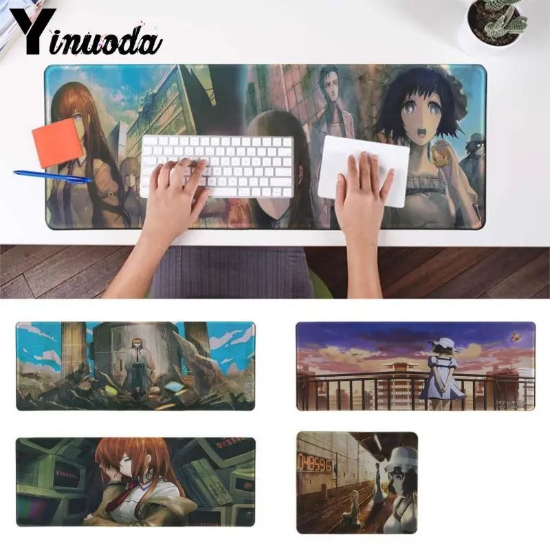 

Yinuoda Vintage Cool Steins Gate Natural Rubber Gaming mousepad Desk Mat Gaming Pad mouse Gamer To Laptop anime Keyboard mat