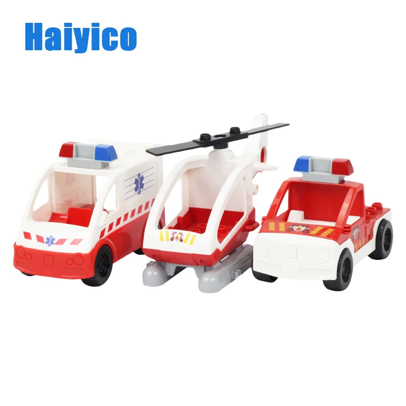 

Large Building Blocks DIY Helicopter ambulance Pickup Car Bricks set Accessories compatible With Duploe Parts Toys Gifts For Kid