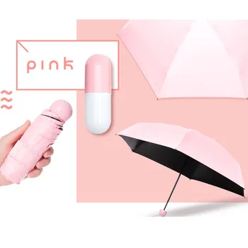 

Creative Mini Capsule Women Umbrella Clear Windproof Folding Umbrellas Portable Pocket Size Anti-UV Umbrella For Sunny Rain