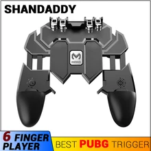 AK66 шесть пальцев все-в-одном PUBG мобильный игровой контроллер огонь ключ кнопка Джойстик Геймпад L1 R1 пубг триггер