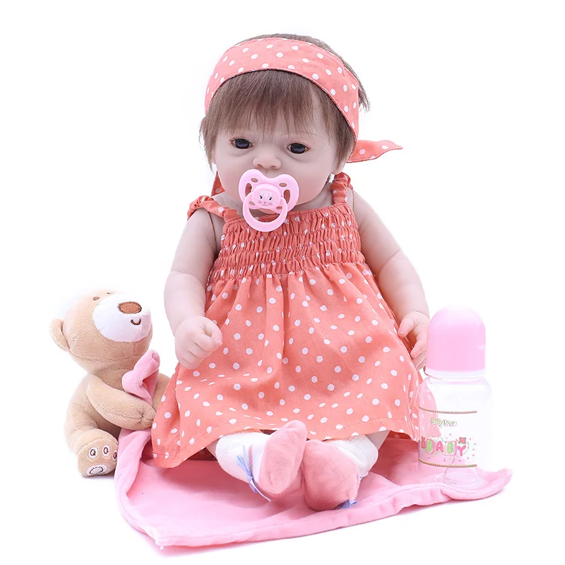 Очаровательная 20 дюймов 50 см Кукла реборн полный силикон для новорожденных, для девочек куклы Bebe Boneca Reborn в милой одежде Кукла Малыш
