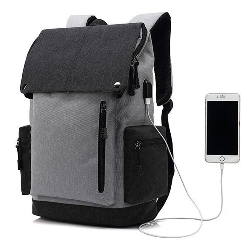 

Nylon Waterproof Backpacks Men USB Charging Leisure Laptop Knapsack Travel Bags Women Large Capacity Back Pack Mochila Feminina
