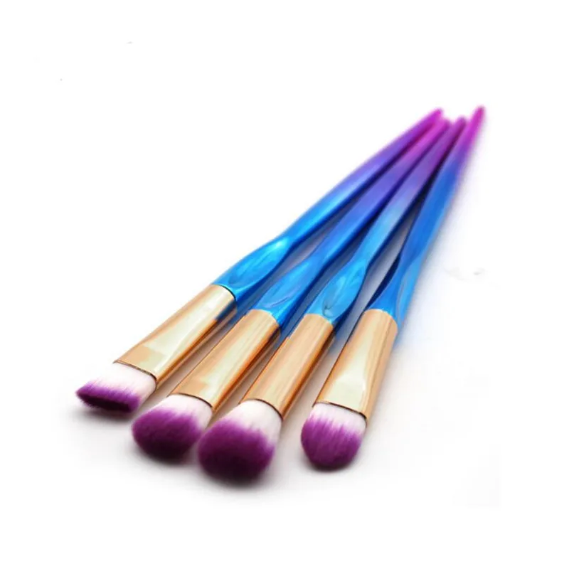 

4pcs Eyeshadow Brush Set Diamond Mermaid Shape Rainbow Makeup Brushes Cosmetics Dropshipping Beauty Purple Hair Make Up Brush