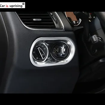

Chrome Car styling Interior Console Headlight Switch Frame Decorative Cover 3D sticker For Porsche Macan 2014-2017 accessory