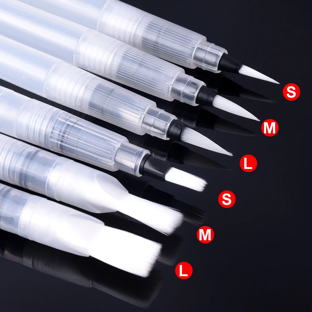 

6 PCS Refillable Paint Brush Water Color Brush Pencil Soft Watercolor Brush Pen for Beginner Painting Drawing Art Supplies