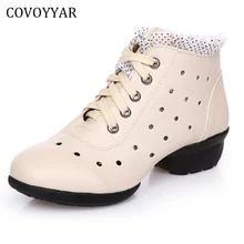 Элегантные кружевные женские туфли с вырезами, Женские Дышащие Удобные однотонные повседневные туфли для танцев, туфли на плоской подошве со шнуровкой, большие размеры 35-42, WFS574