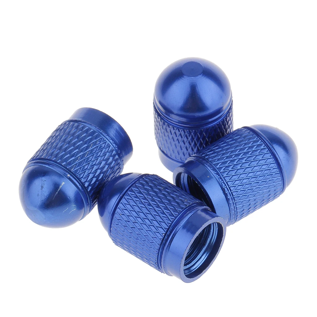 4x Blue Anodized Tires Stem Dust Cap For Car Bike Van Truck Repair DIY lightweight aluminum material