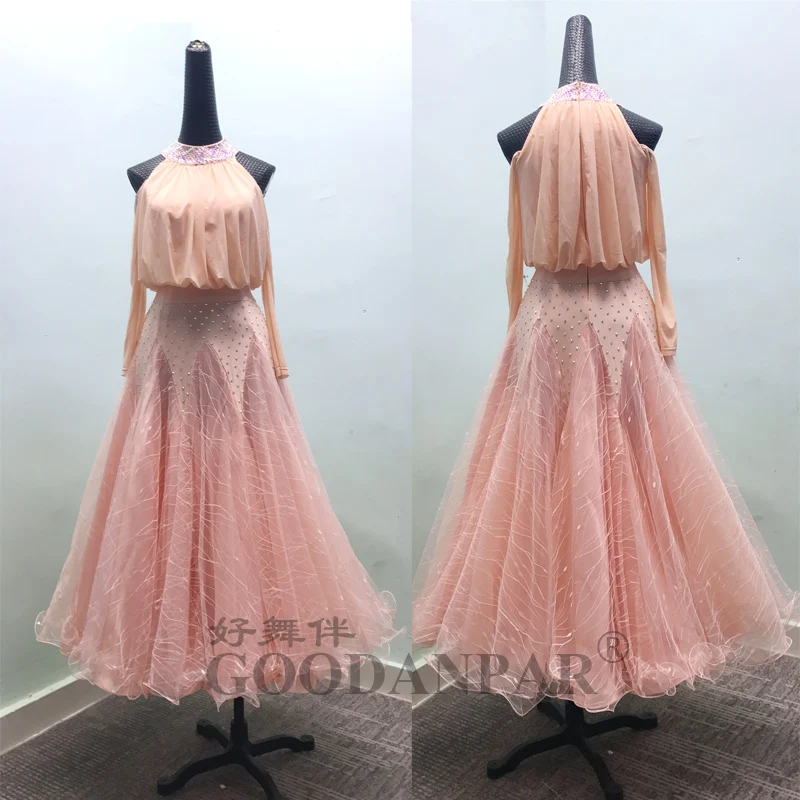 costume ballroom dance competition dresses women girl standard wettbewerb long sleeve dress High Quality Cheap Stage Dress