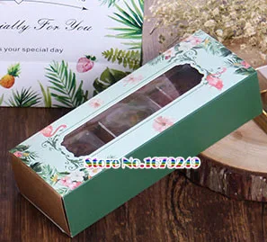 18,9*6,8*4,3 см Романтический Красный цветок Cake Box с открытым прозрачное окно, подарок шоколадный Маффин коробка для печенья - Цвет: Green